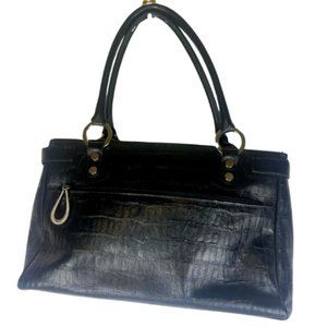 Women's leather Tote hand bag, black, large